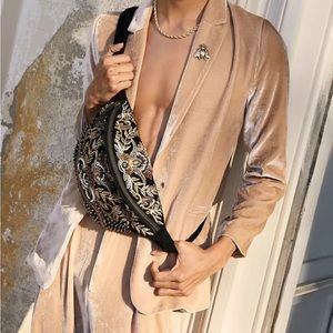 Free People Black Embroidered Crossbody Bag